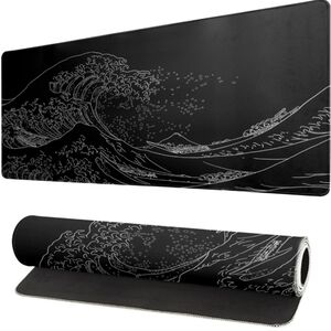 Unique Stunning Black Wave Design Desk Mat -Comfortable, Non-Slip, and Smooth